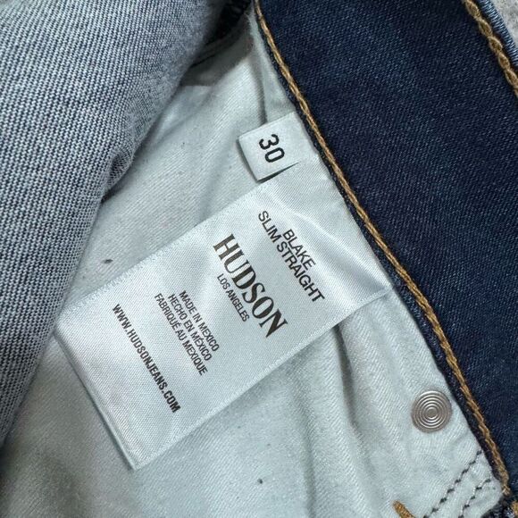 MENS HUDSON BLAKE SLIM STRAIGHT BLUE DENIM JEANS 30 - Picture 3 of 9